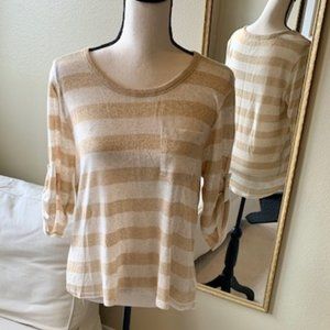Gold Metallic Striped Hi-Lo Top